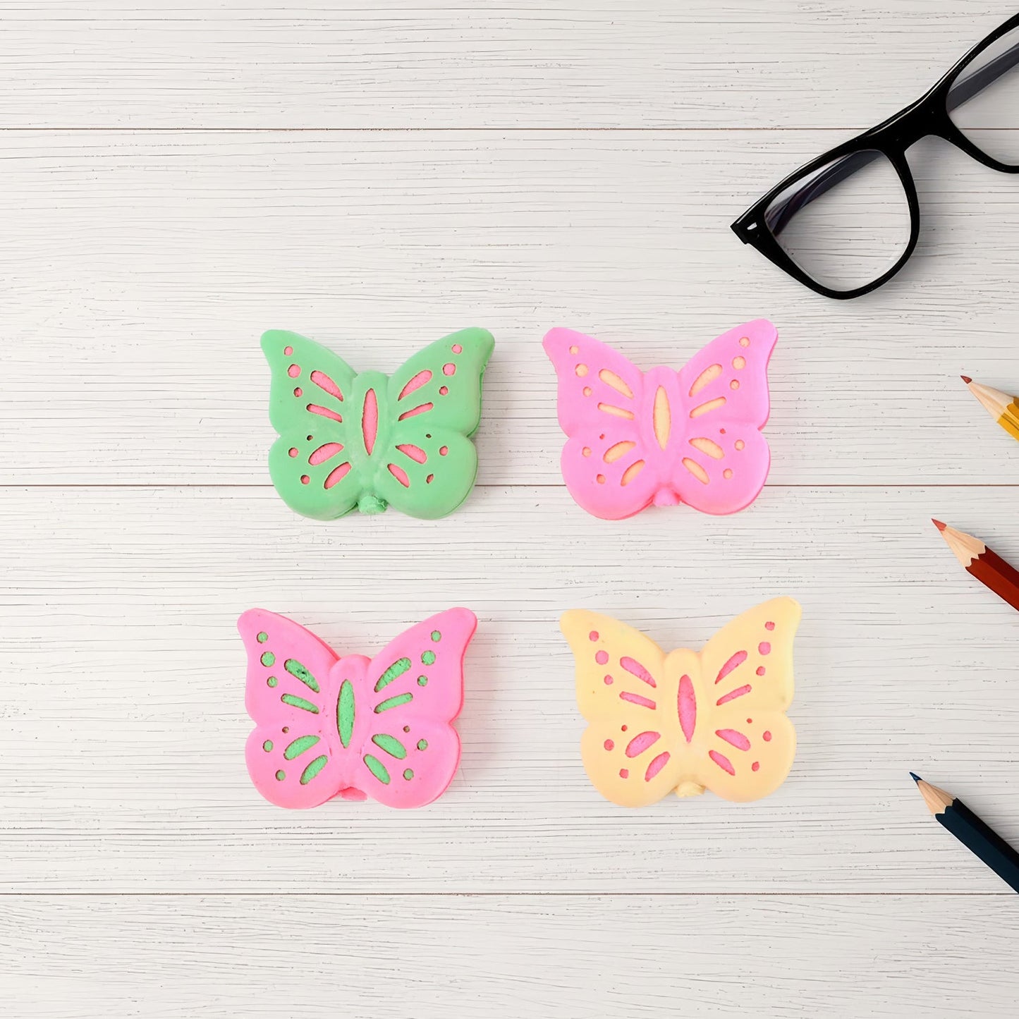 Butterfly Shape Eraser Rubber (25 Pc / Mix Colour & Design)