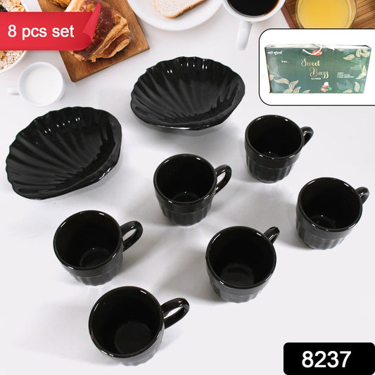 Sweet Buzz 8-Piece Seashell Ceramic Cup Set – Ideal for Home & Gifts