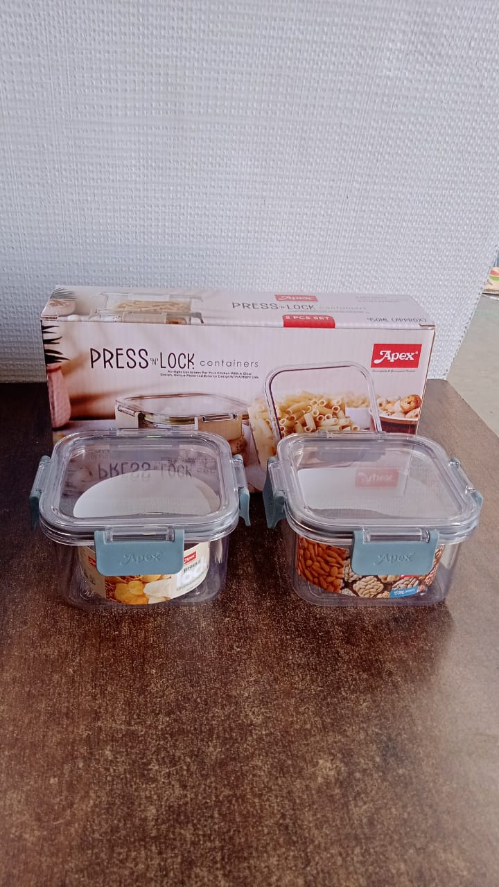 Apex Press Nâ€™ Lock Airtight Food Storage Container Set (2Pc/450ml) Approx