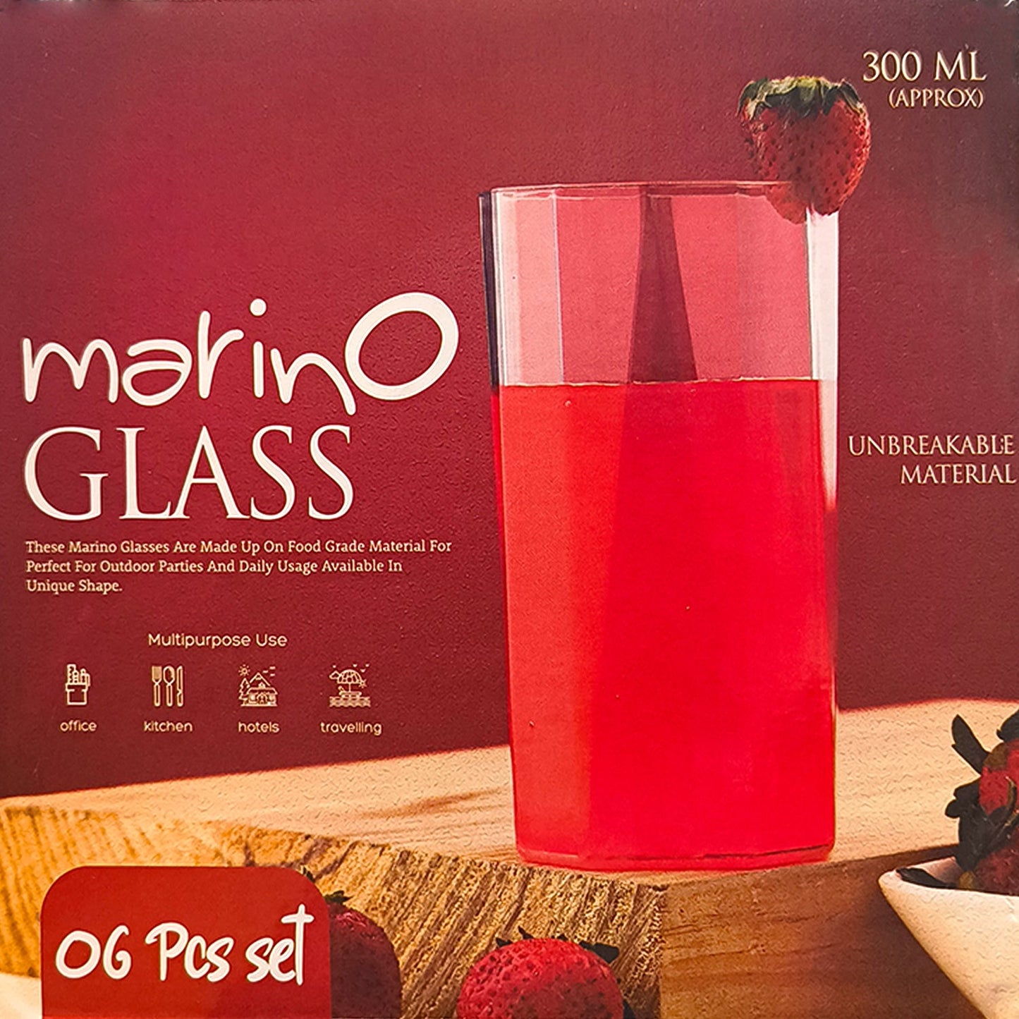 Apex Merino Nâ€™ Glass Unbreakable Plastic Drinking Glass Set (6Pc/300ml) Approx