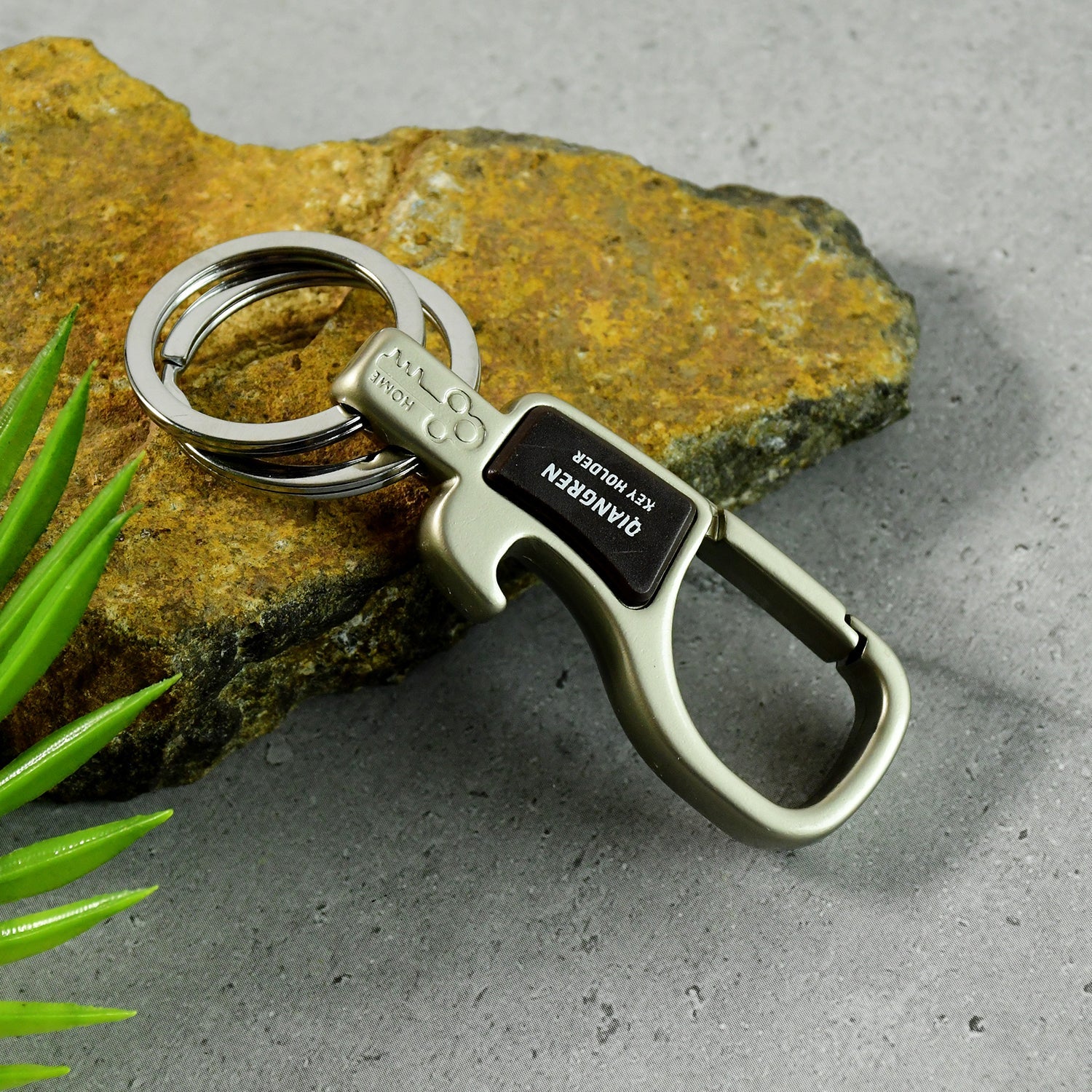 Premium Metal Keychain Carabiner Clip Hook with Dual Key Rings (1 Pc)