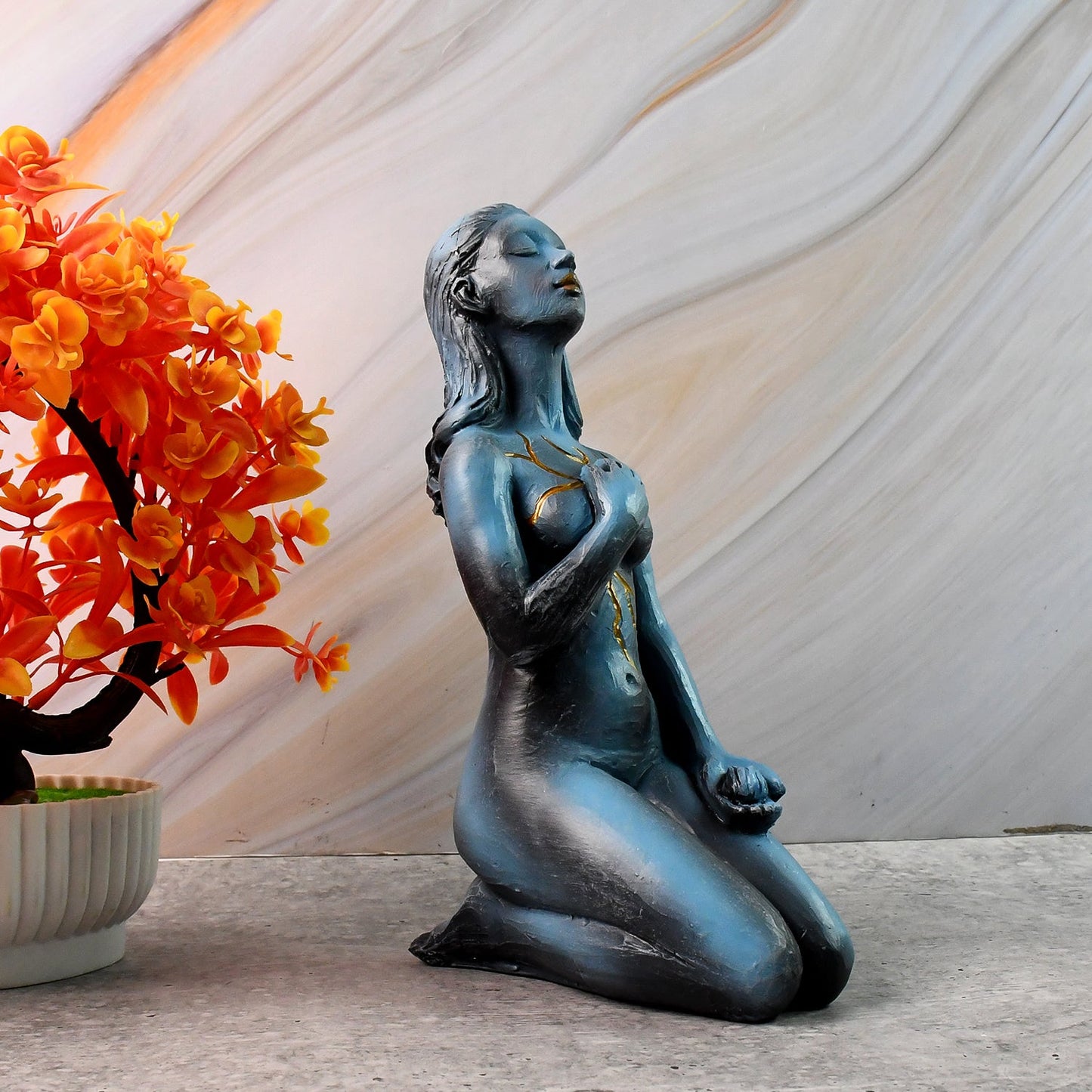 Kneeling Female Resin Statue