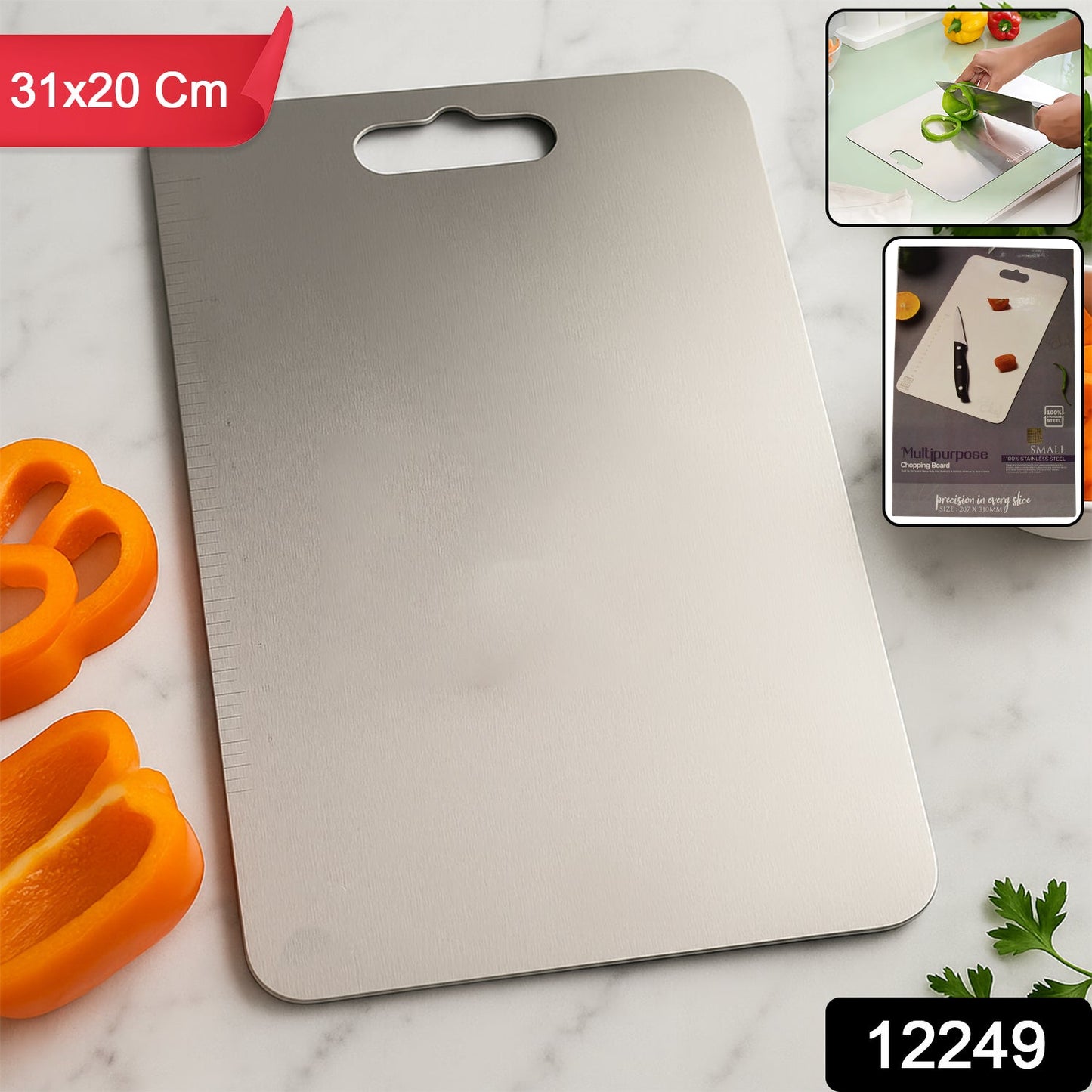Stainless Steel Vegetable & Fruit Cutting Chopping Board (31Ã—20 Cm / 1 Pc)