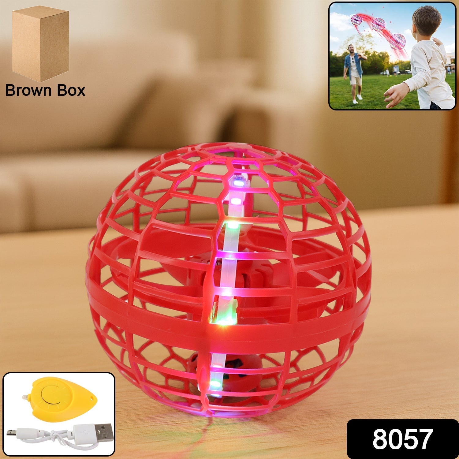 Flying Ball Toys, USB Rechargeable Built-in RGB Lights 360Â°Rotating Magic Controller