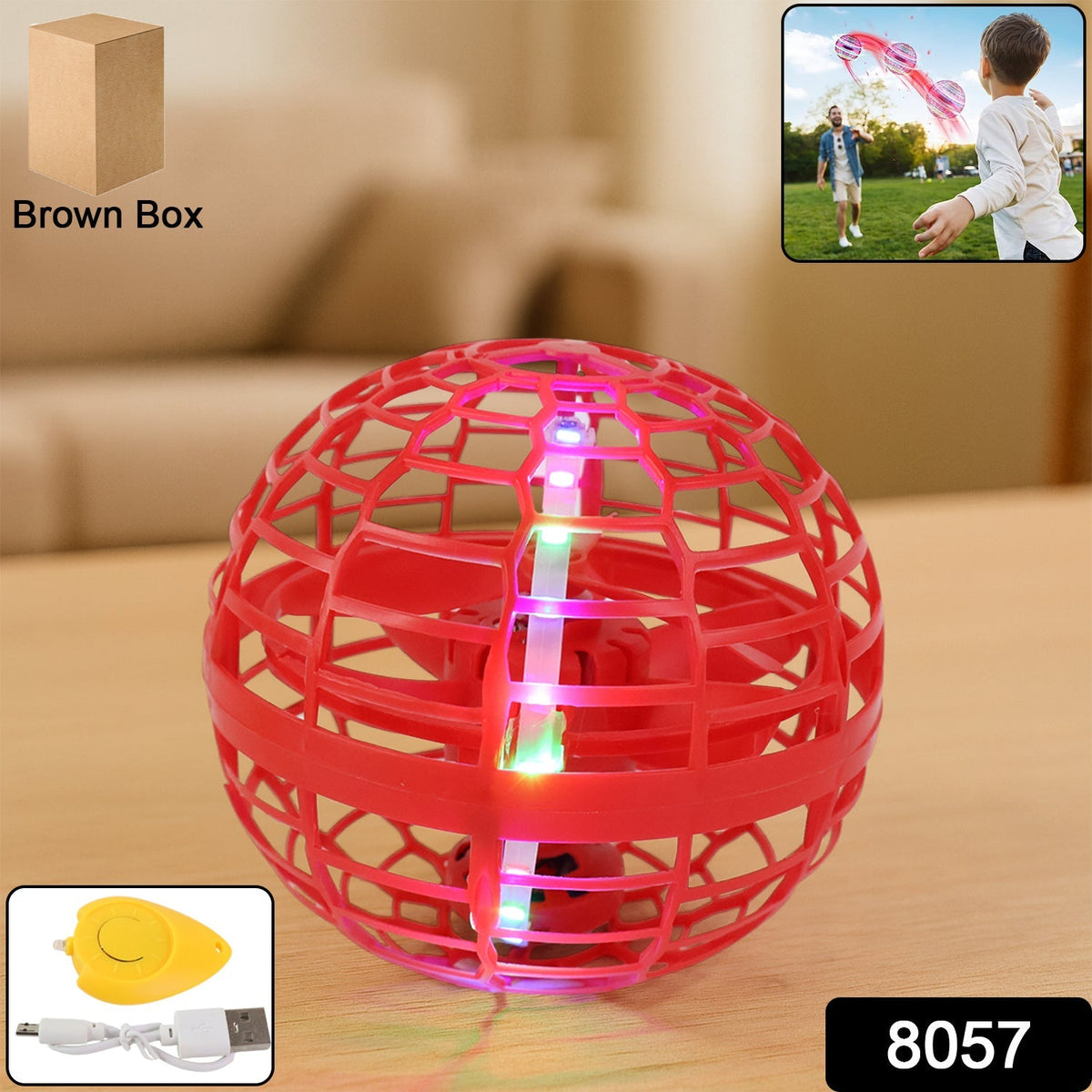 Flying Ball Toys, USB Rechargeable Built-in RGB Lights 360Â°Rotating Magic Controller