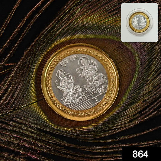 Gold & Silver Plated Lakshmi Ganesh Puja Coin