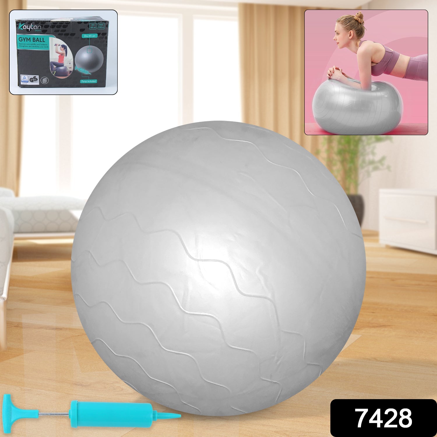 Heavy Duty Gym Ball Non-Slip Stability Ball with Foot Pump for Total Body Fitness