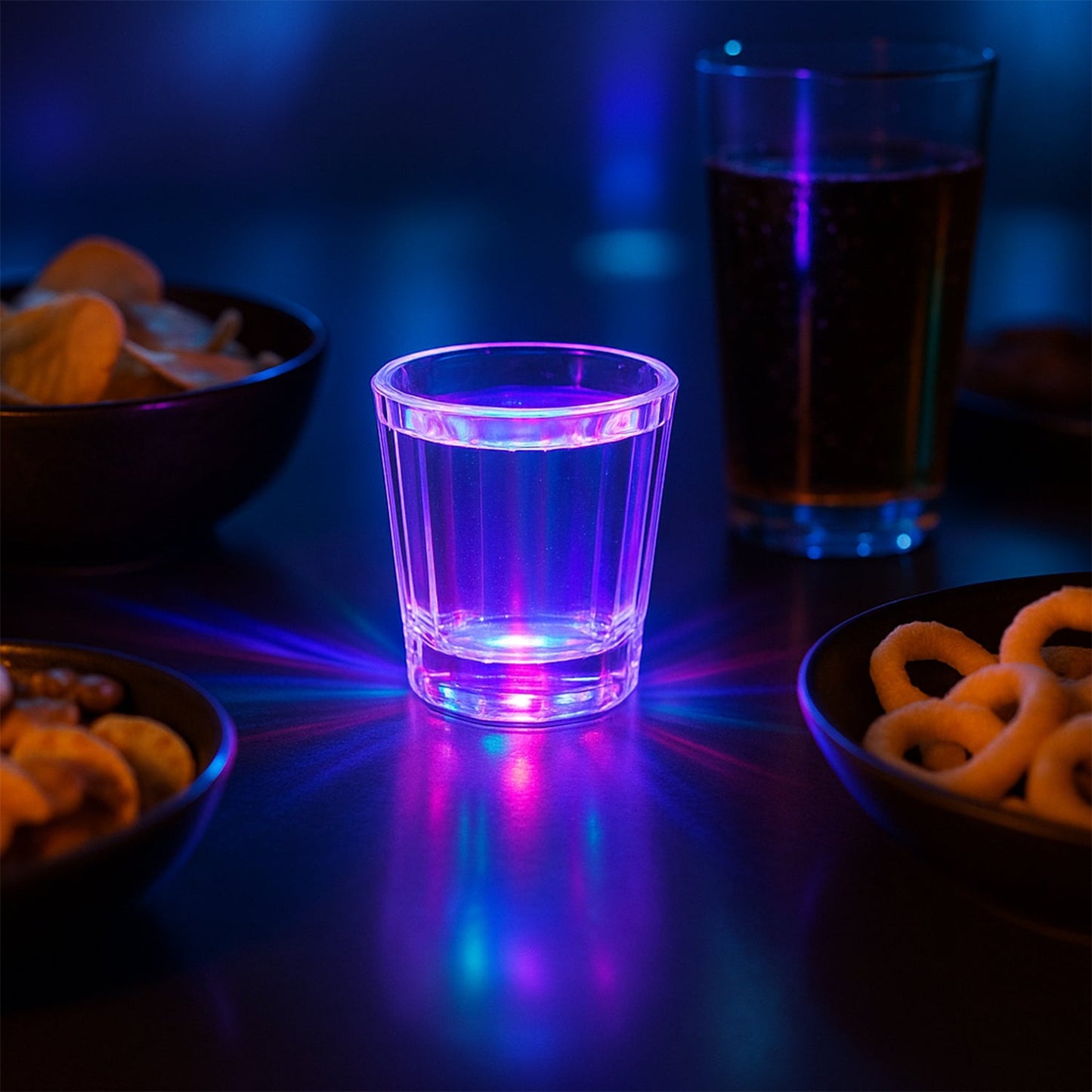 Glow-in-the-dark LED shot glass set for party dÃ©cor